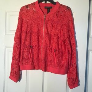 Geranium lace bomber jacket from Macys